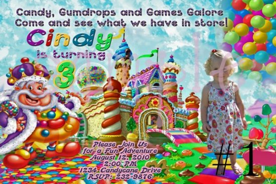 Candy Land Candyland Custom Photo Birthday Invitation You Print